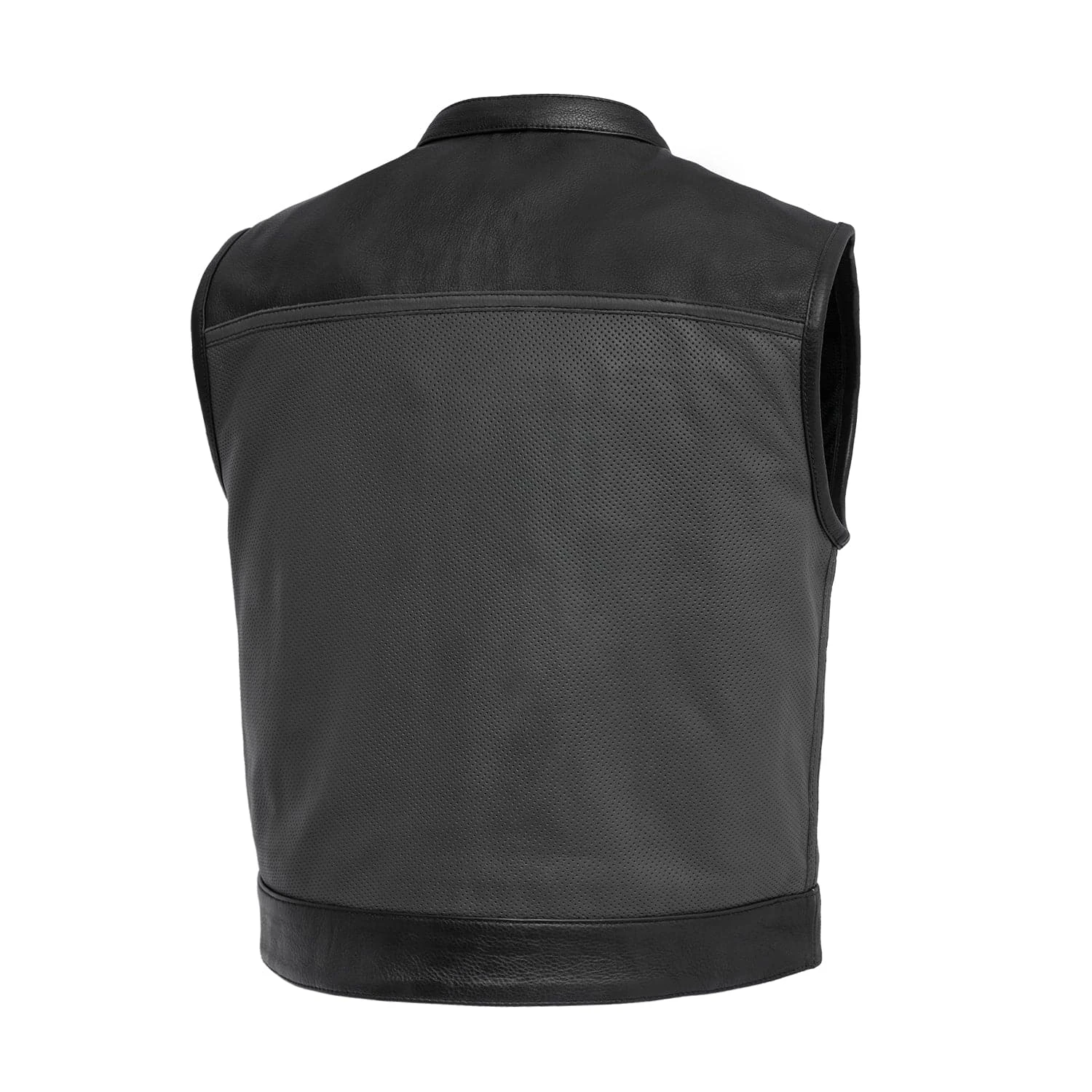 Two Tone Lowrider Perforated Men's Leather Vest - Image 2