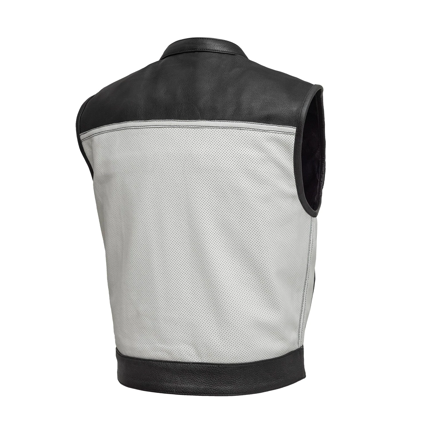 Two Tone Lowrider Perforated Men's Leather Vest - Image 6