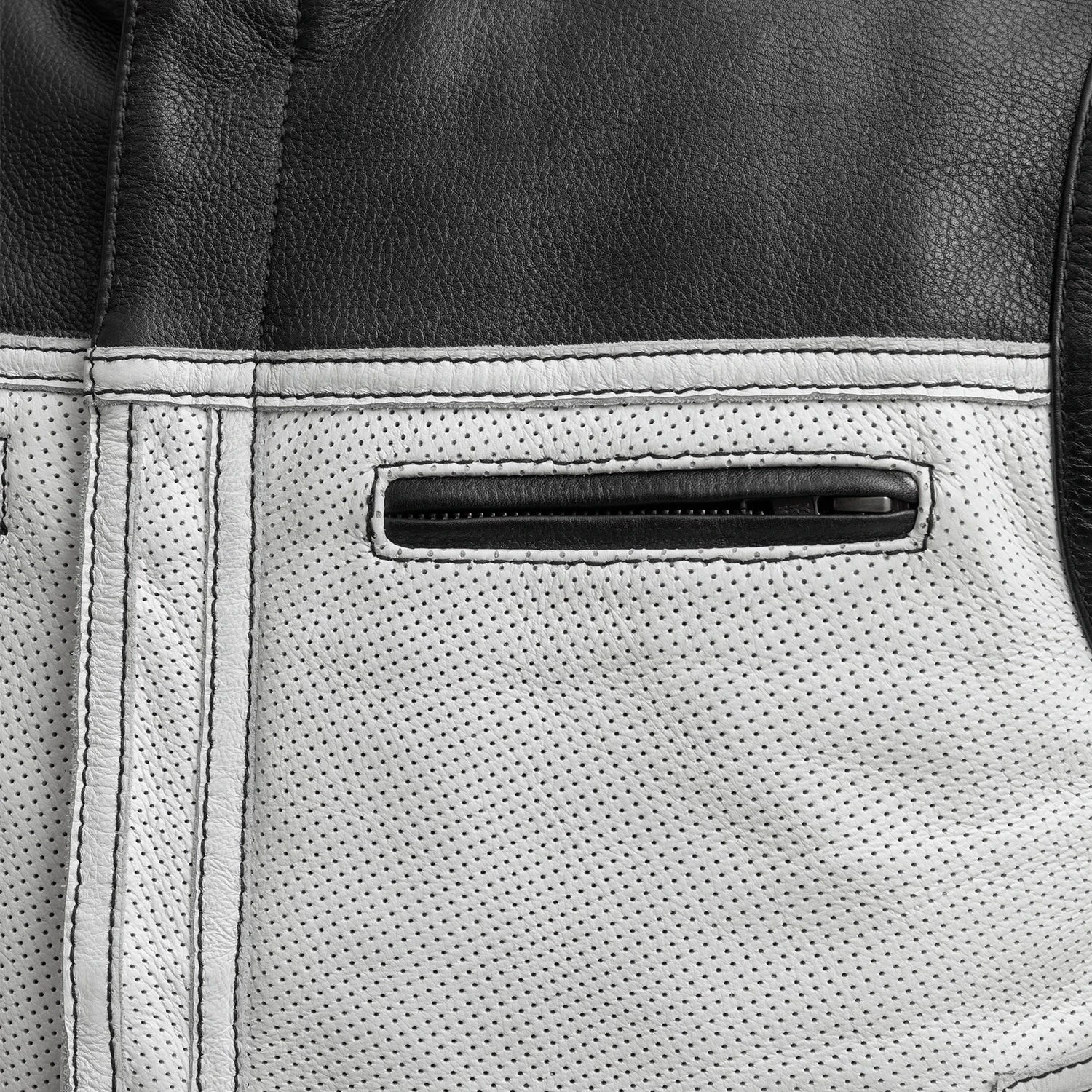 Two Tone Lowrider Perforated Men's Leather Vest - Image 8