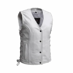 Beryl - Women's Motorcycle Leather Vest - White