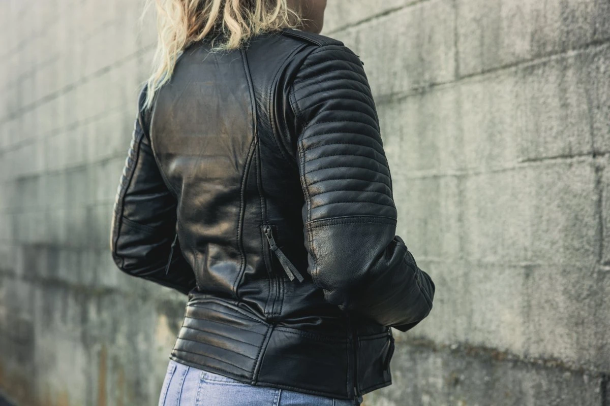Biker - Women's Motorcycle Leather Jacket - Image 5