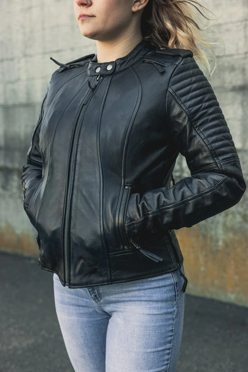 Biker - Women's Motorcycle Leather Jacket - Image 4