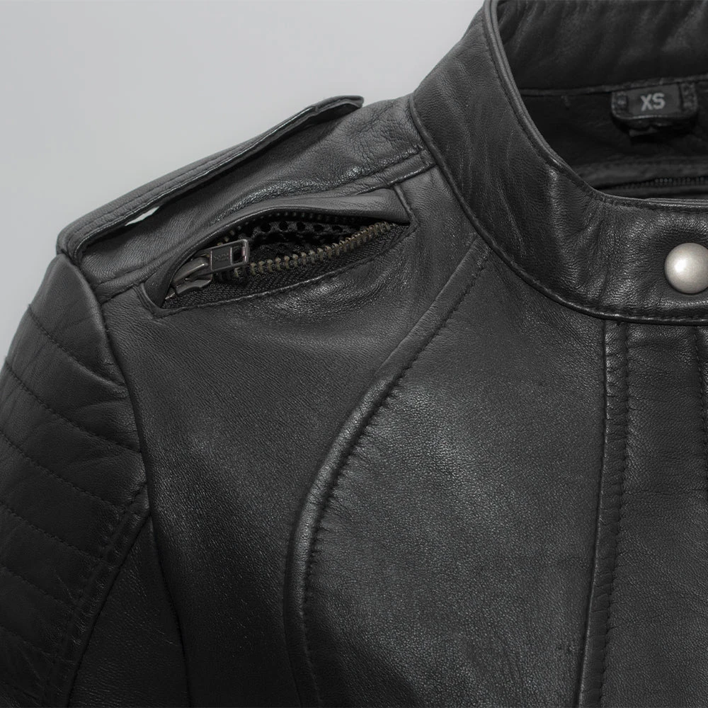 Biker - Women's Motorcycle Leather Jacket - Image 3