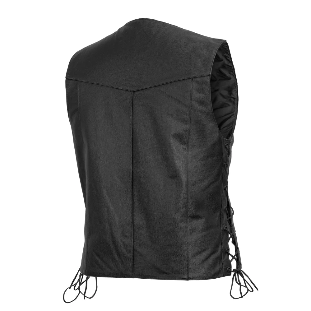 Carbine Men's Western Style Leather Motorcycle Vest - Image 2