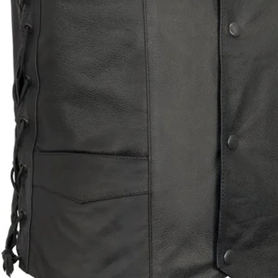 Carbine Men's Western Style Leather Motorcycle Vest - Image 5