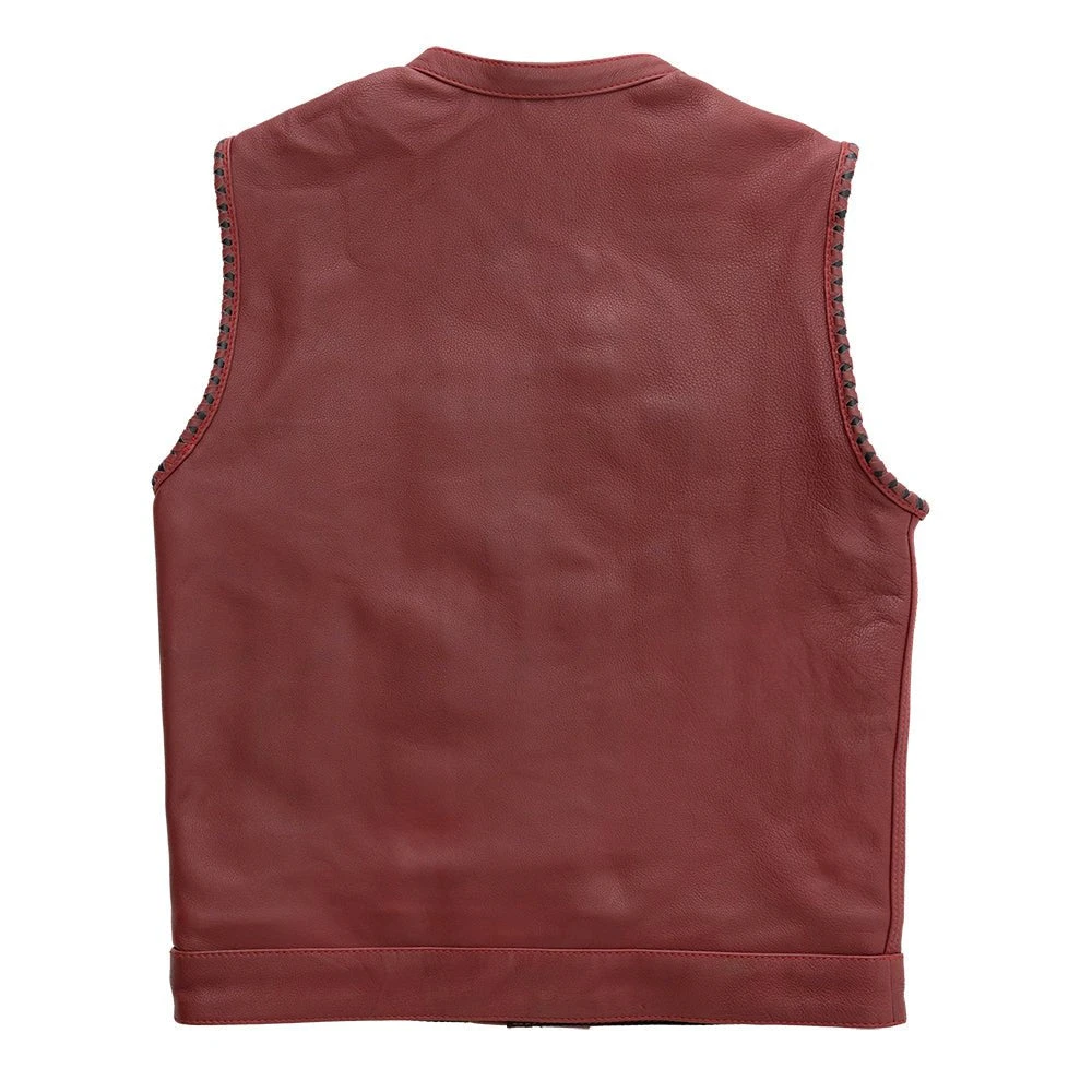 Carmine - Men's Leather Motorcycle Vest - Limited Edition - Image 2