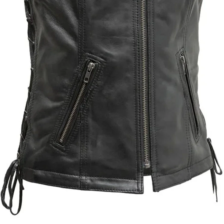 Cindy - Women's Motorcycle Sheepskin Vest - Image 5