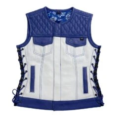 Cobalt -Women's Motorcycle Leather Vest - Limited Edition