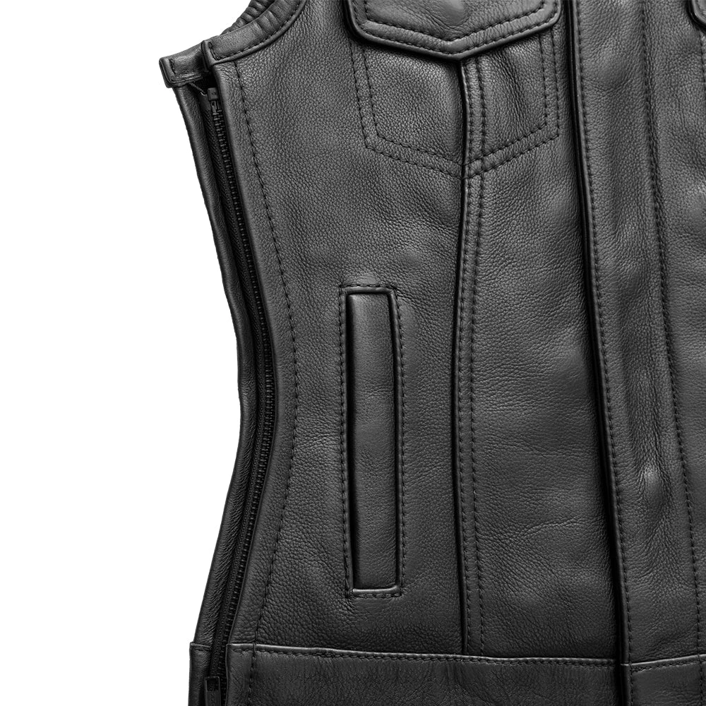 Garland Women's Club Style Motorcycle Leather Vest - Limited Edition - Image 5