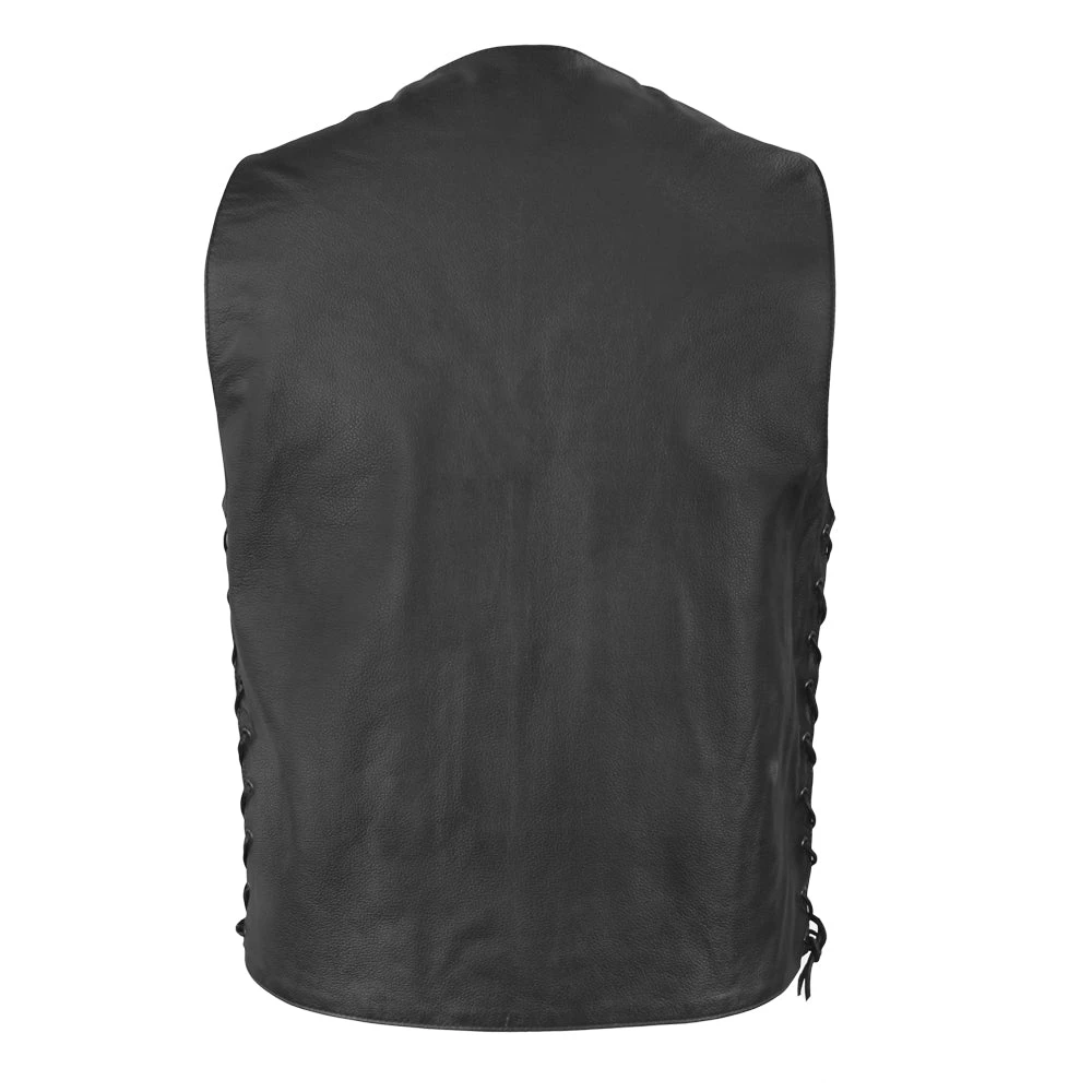 Gun Slinger Men's Motorcycle Western Style Leather Vest - Image 2