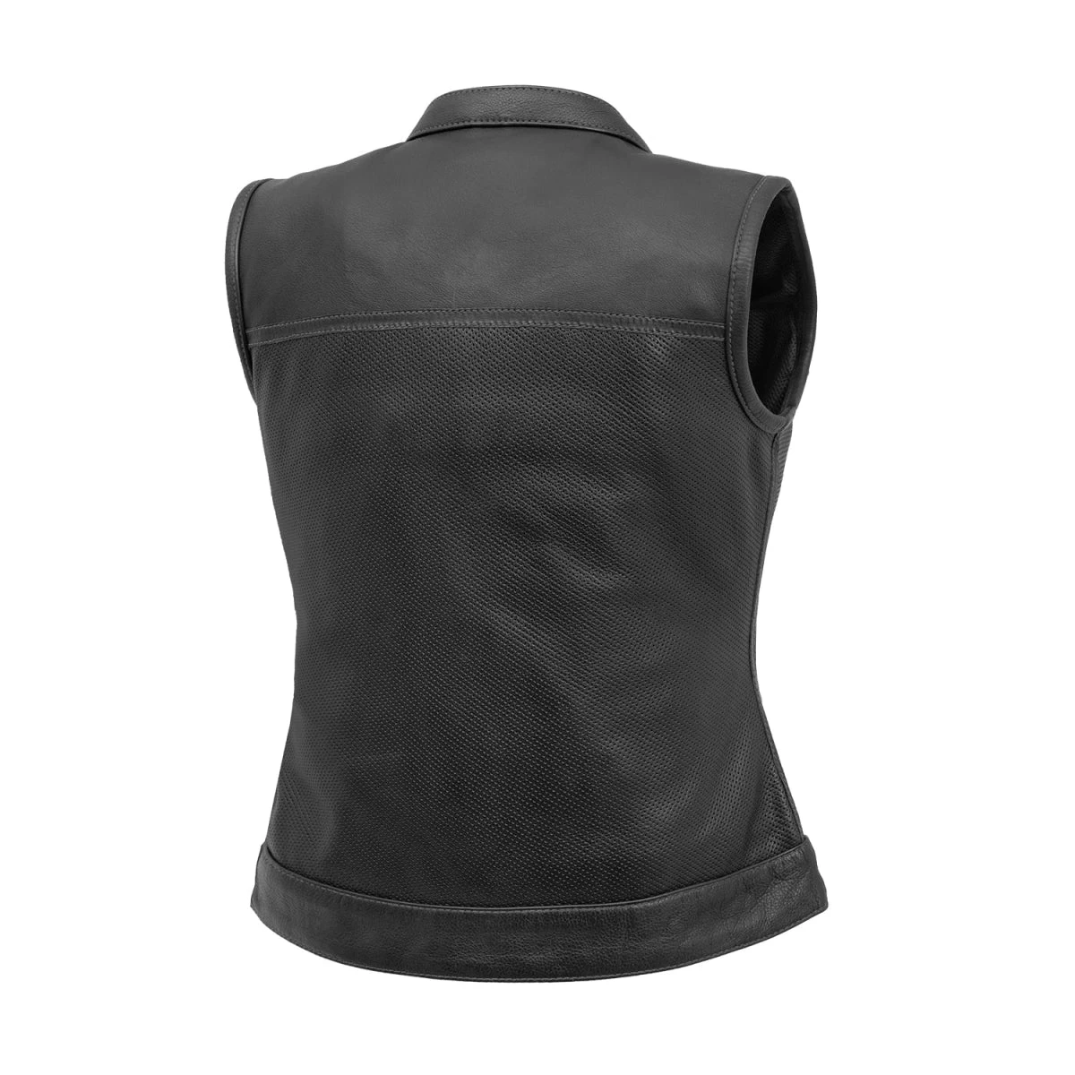 Jessica Perforated Women's Motorcycle Leather Vest - Image 2