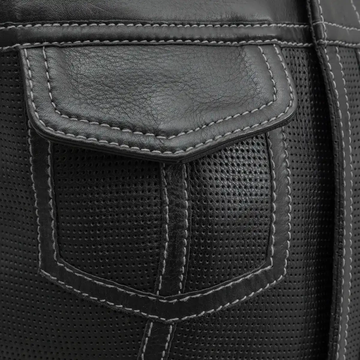 Jessica Perforated Women's Motorcycle Leather Vest - Image 11