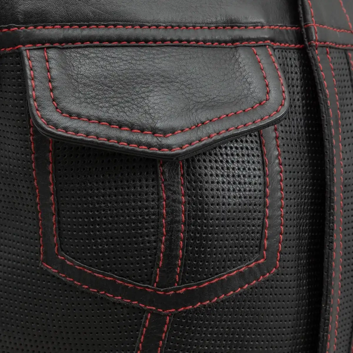 Jessica Perforated Women's Motorcycle Leather Vest - Image 8