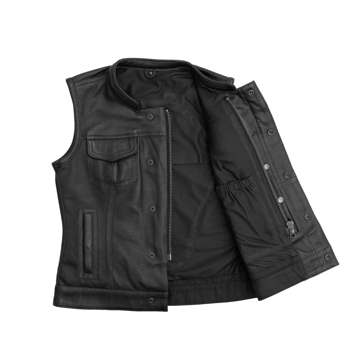 Jessica Perforated Women's Motorcycle Leather Vest - Image 3