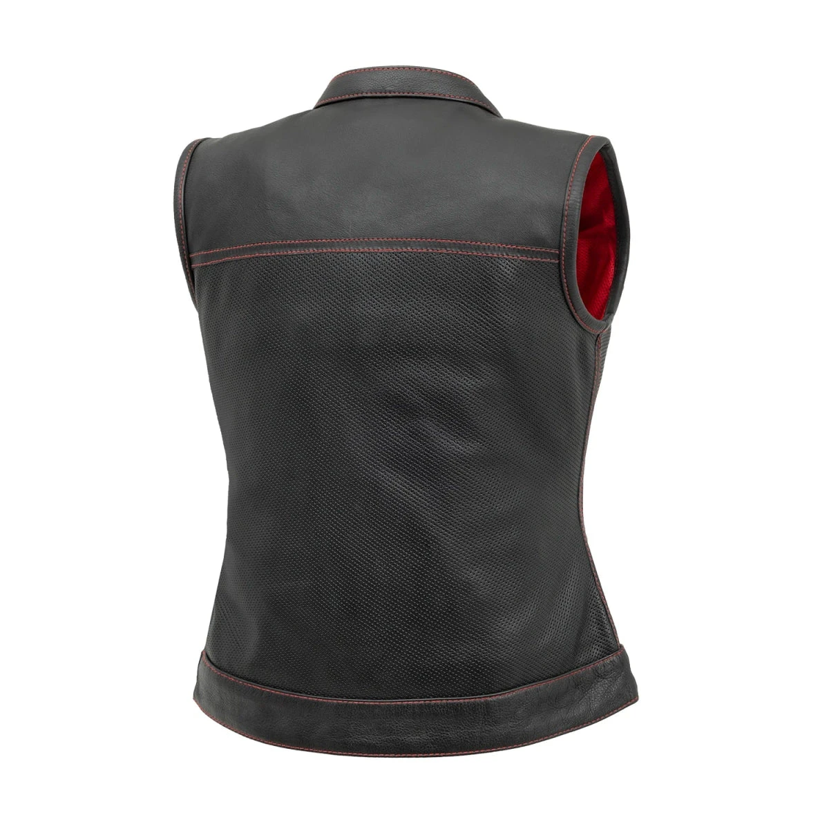 Jessica Perforated Women's Motorcycle Leather Vest - Image 6
