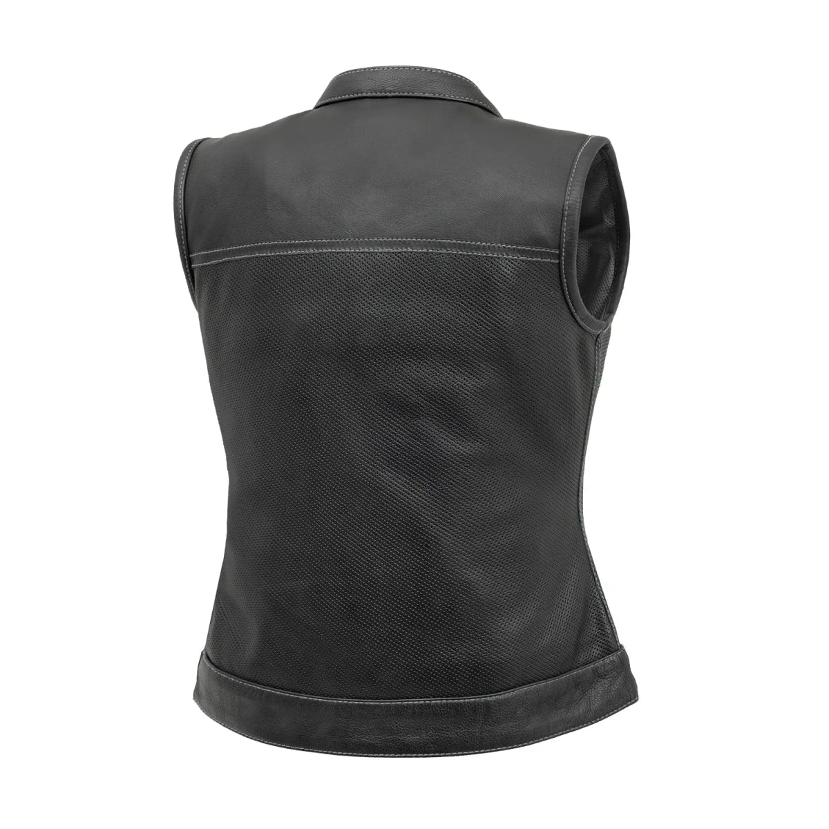 Jessica Perforated Women's Motorcycle Leather Vest - Image 10