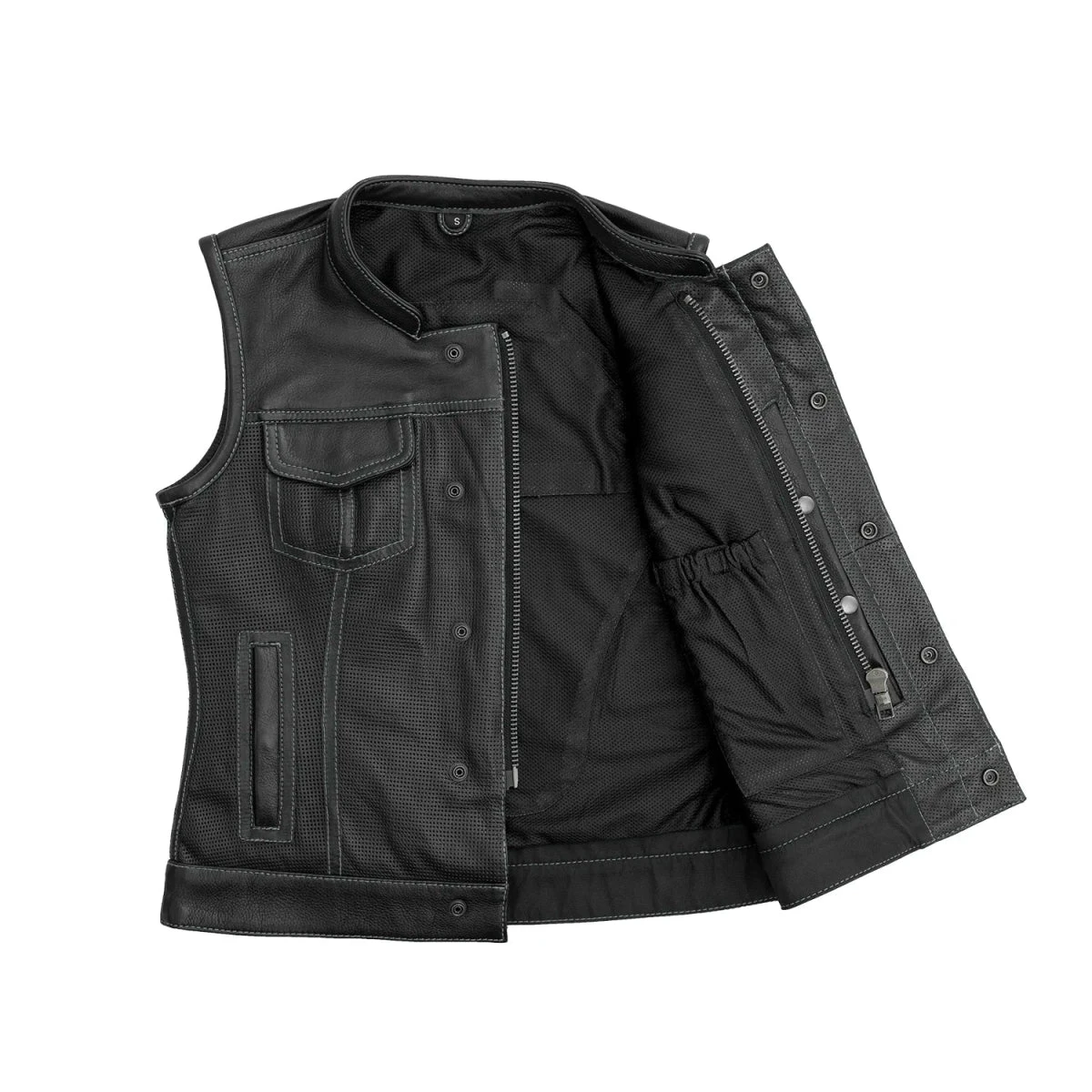 Jessica Perforated Women's Motorcycle Leather Vest - Image 12