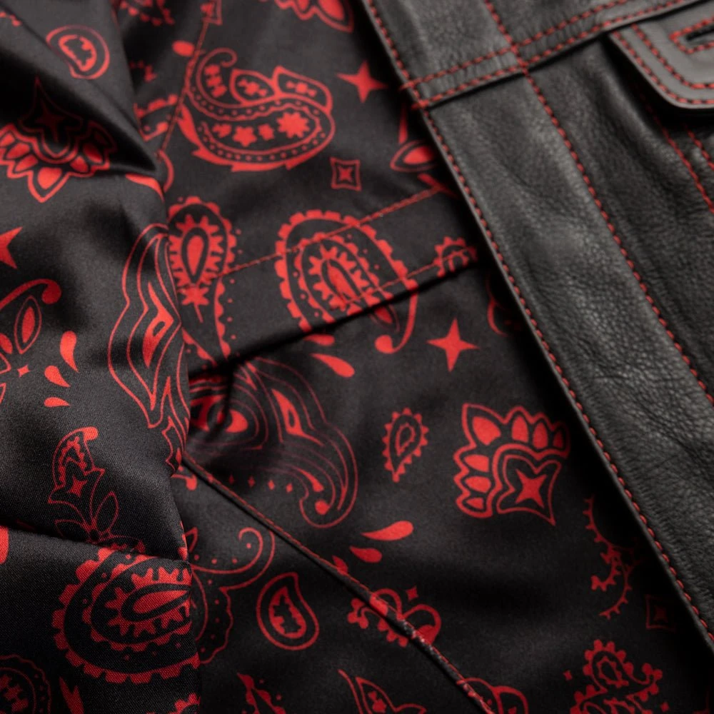 Jessica Women's Motorcycle Leather Vest - Black/Red - Limited Edition - Image 3