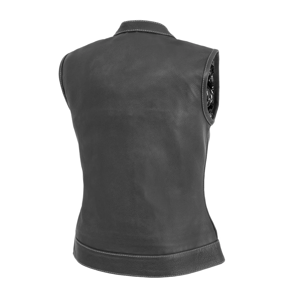 Jessica Women's Motorcycle Leather Vest - White - Limited Edition - Image 3