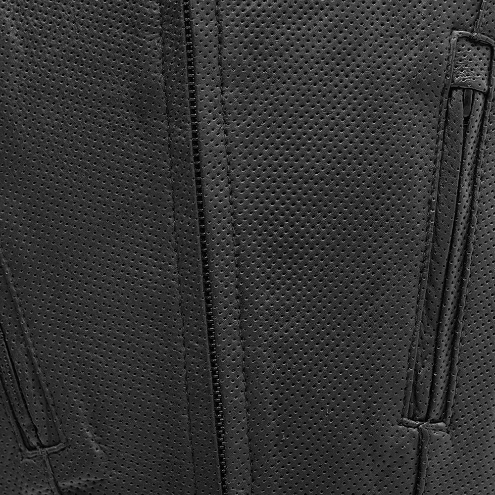 Raceway - Men's Motorcycle Perforated Leather Vest - Image 3