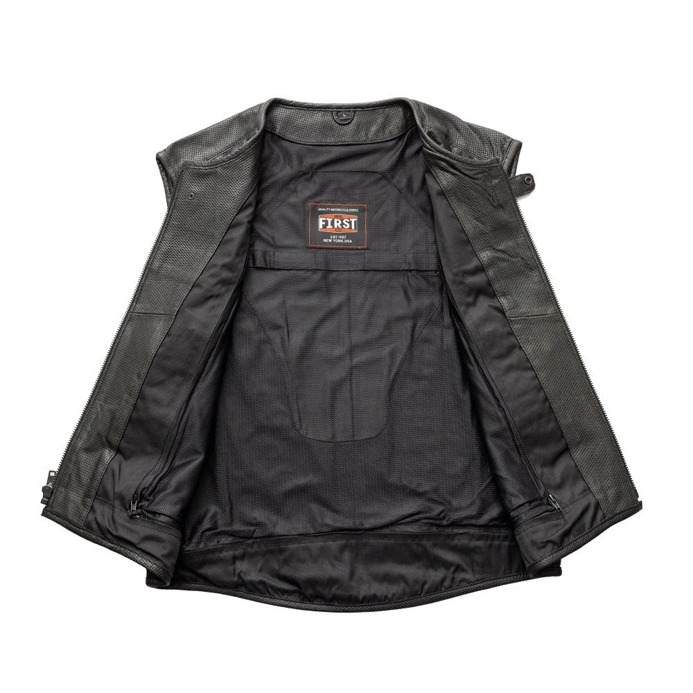 Raceway - Men's Motorcycle Perforated Leather Vest - Image 4