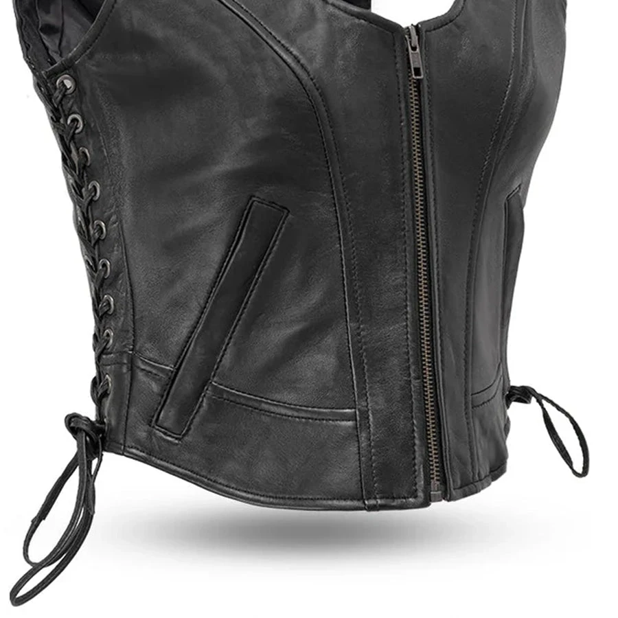 Raven Women's Motorcycle Leather Vest - Image 5