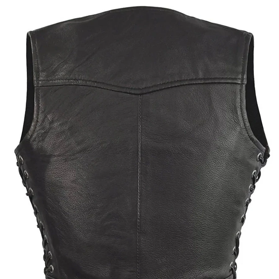 Raven Women's Motorcycle Leather Vest - Image 6