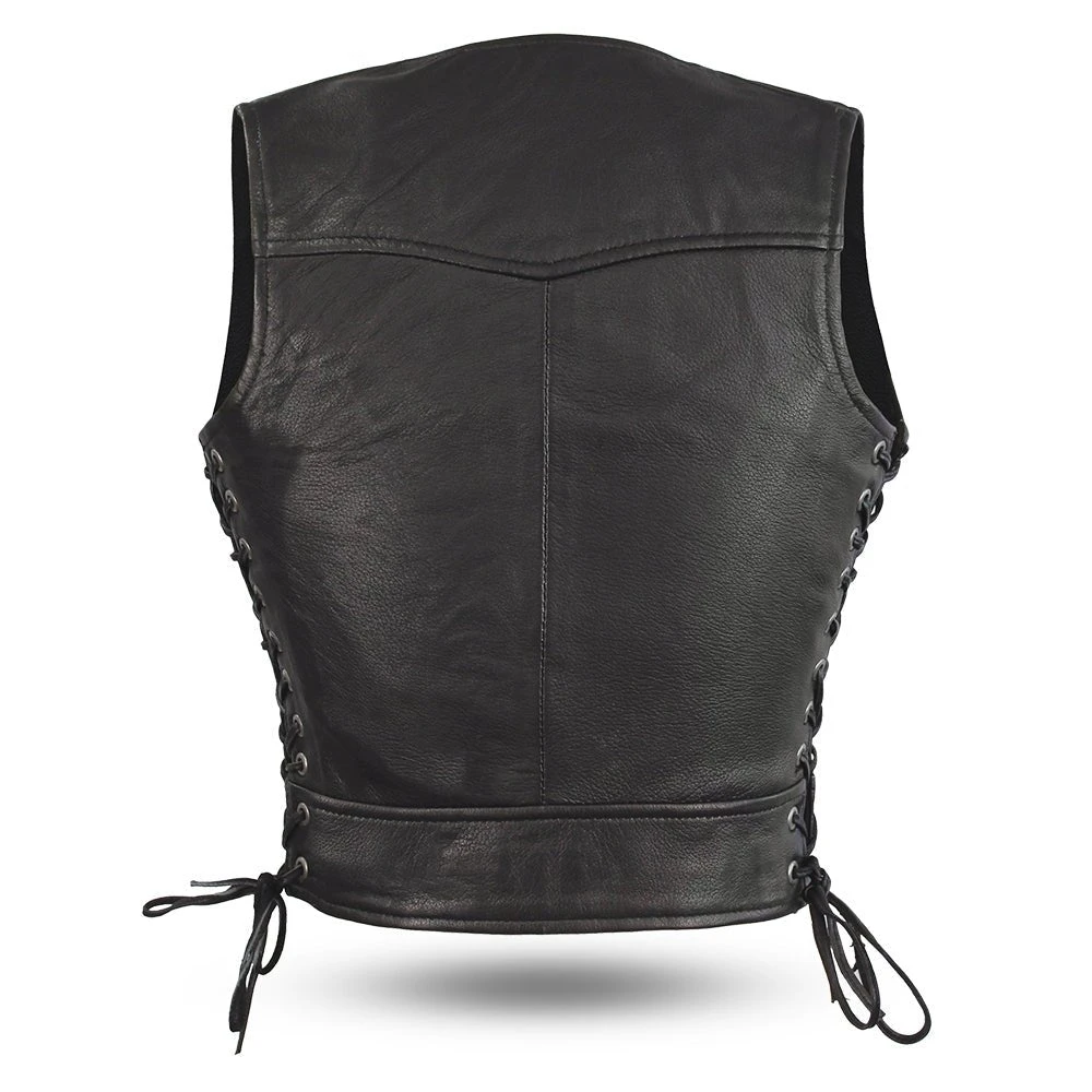 Raven Women's Motorcycle Leather Vest - Image 2
