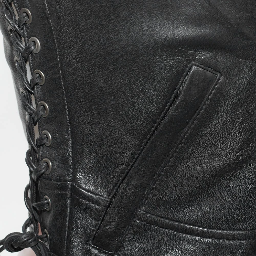 Raven Women's Motorcycle Leather Vest - Image 3