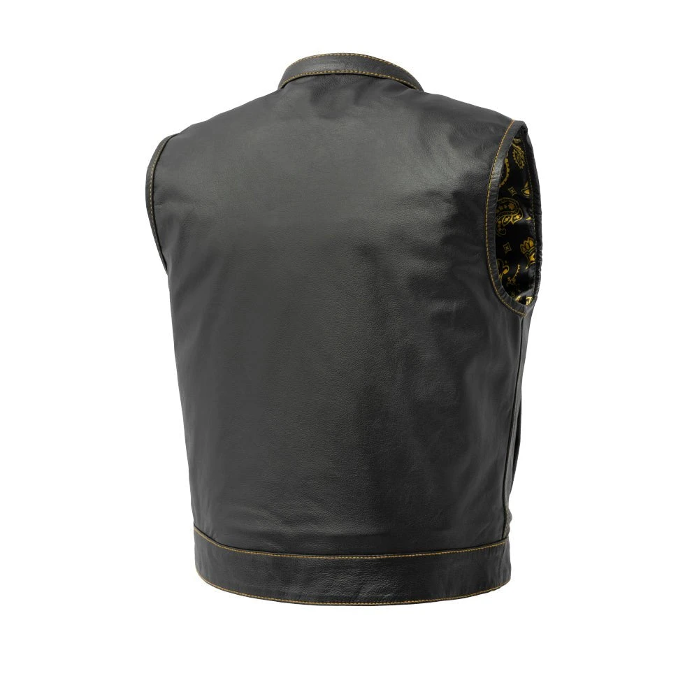 The Club Cut Men's Motorcycle Leather Vest, Multiple Color Options - Image 2