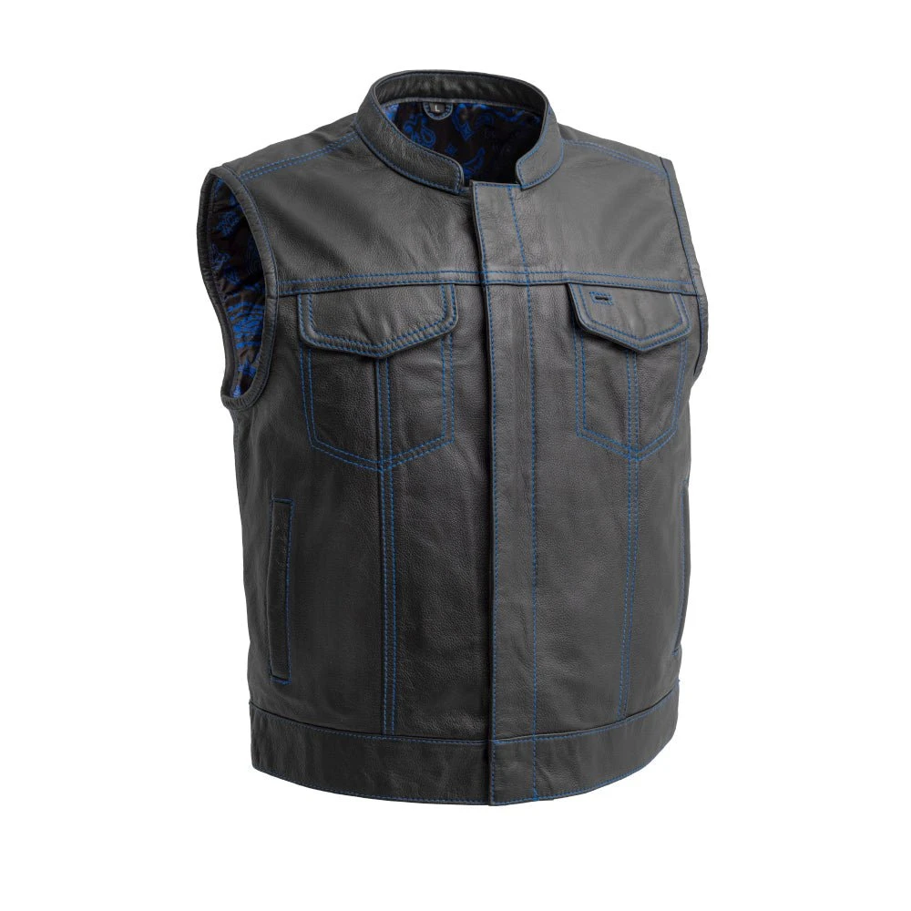 The Club Cut Men's Motorcycle Leather Vest, Multiple Color Options - Image 20