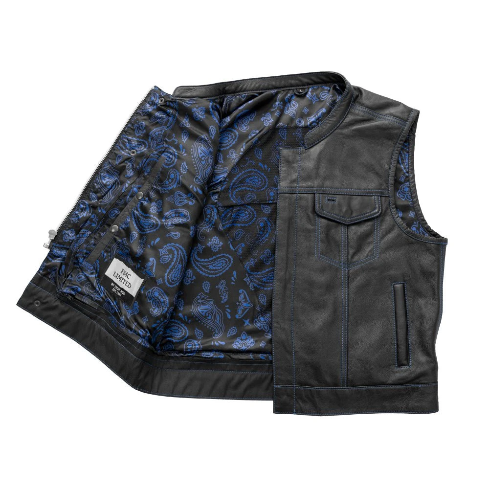 The Club Cut Men's Motorcycle Leather Vest, Multiple Color Options - Image 15