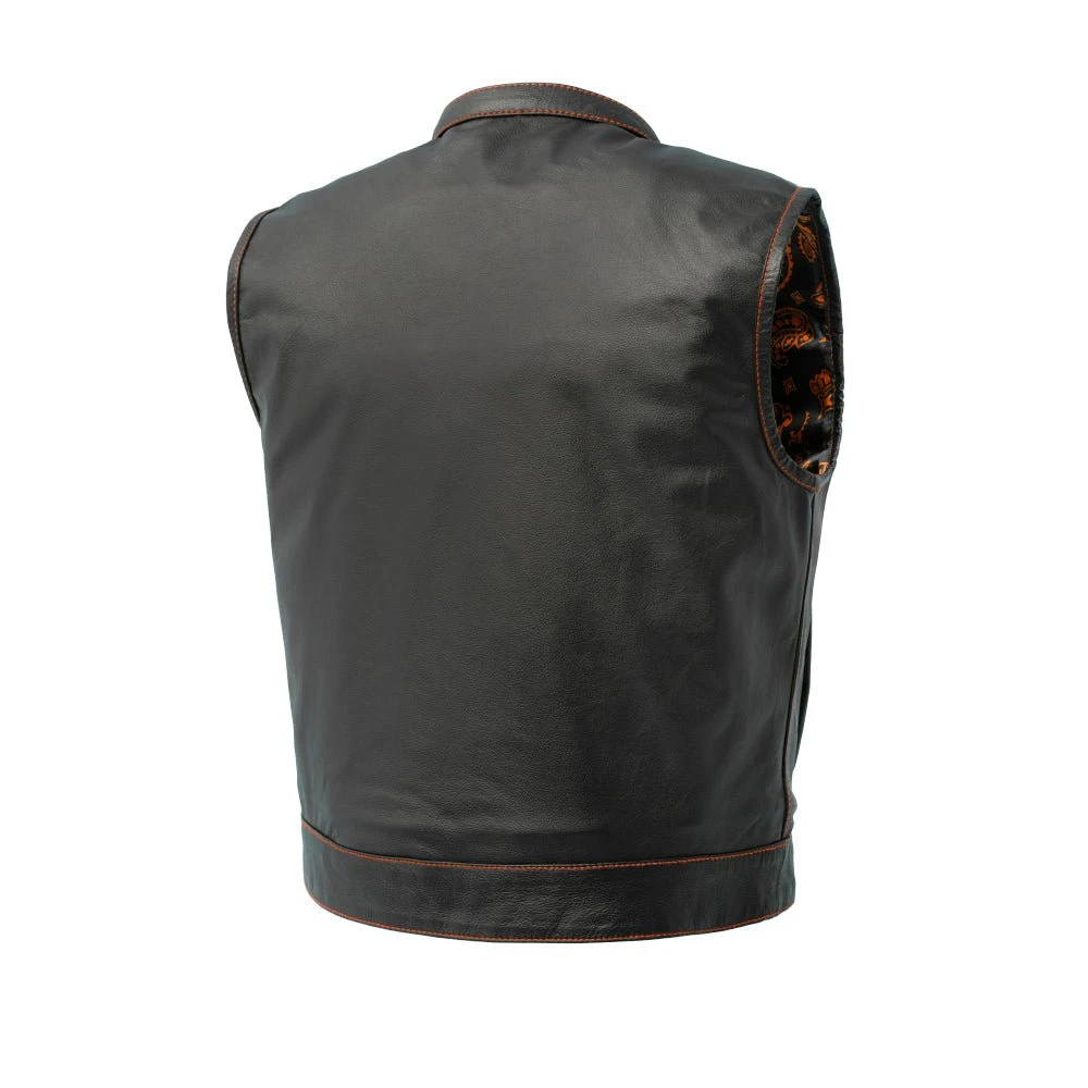 The Club Cut Men's Motorcycle Leather Vest, Multiple Color Options - Image 7