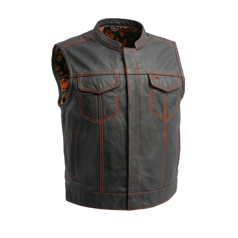 The Club Cut Men's Motorcycle Leather Vest, Multiple Color Options - Image 6