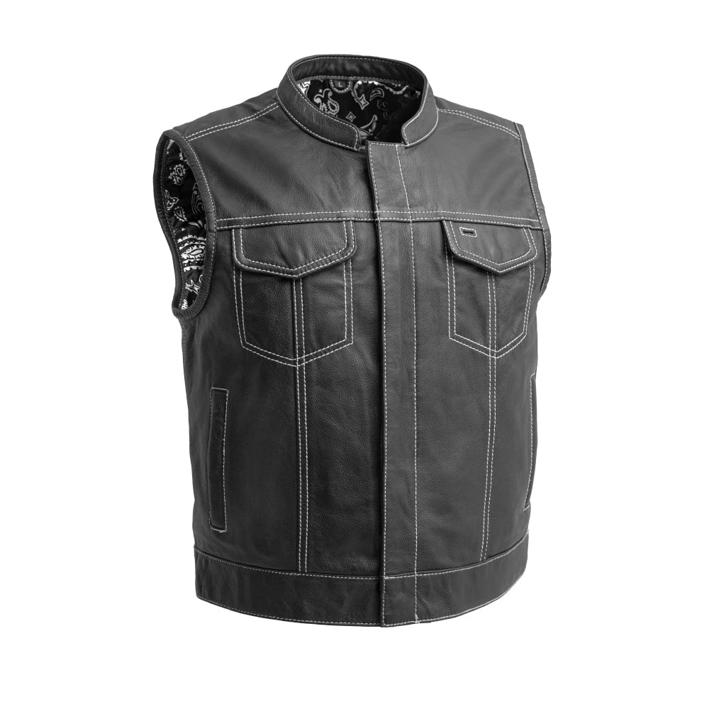 The Club Cut Men's Motorcycle Leather Vest, Multiple Color Options - Image 16