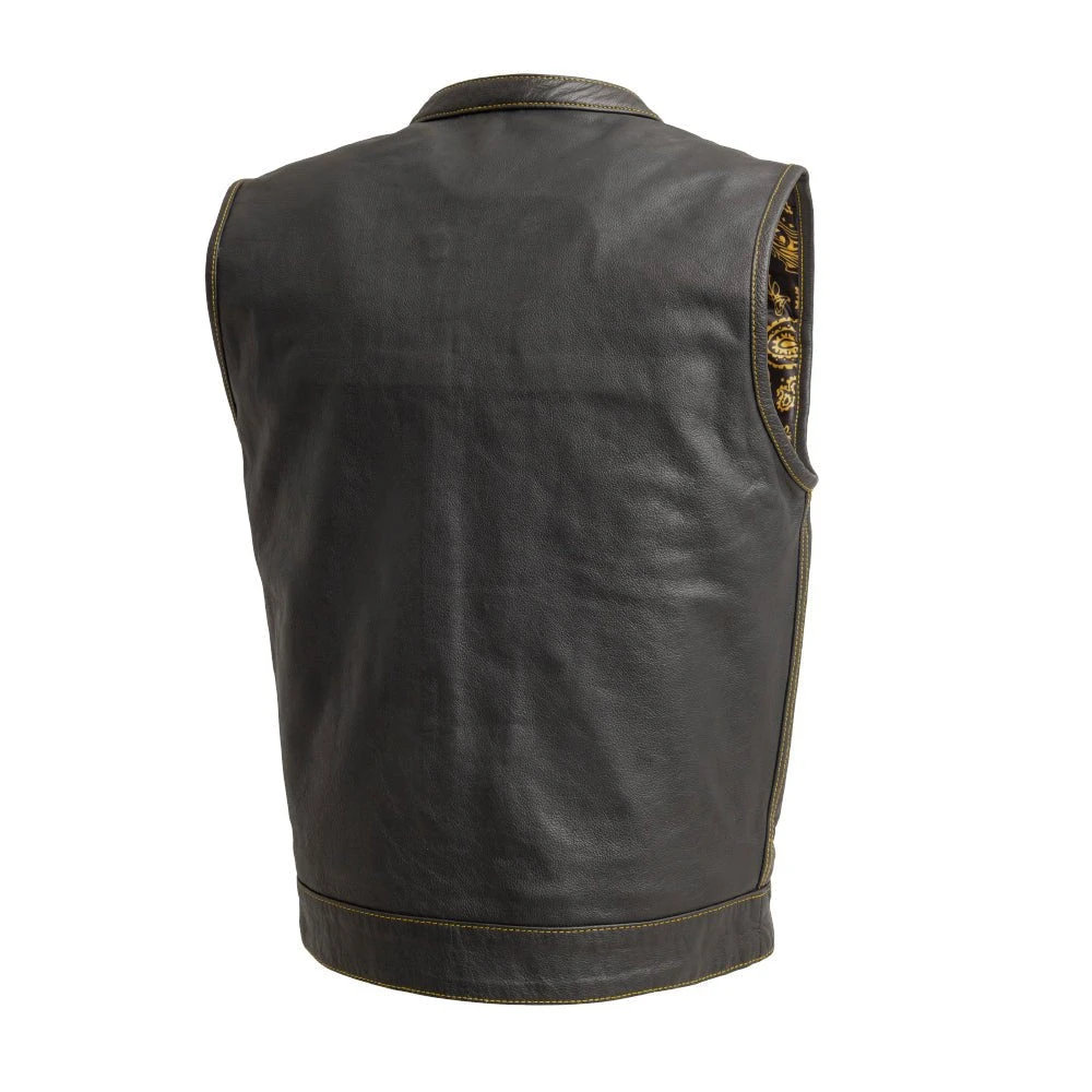 The Cut Men's Motorcycle Leather Vest, Multiple Color Options - Image 5