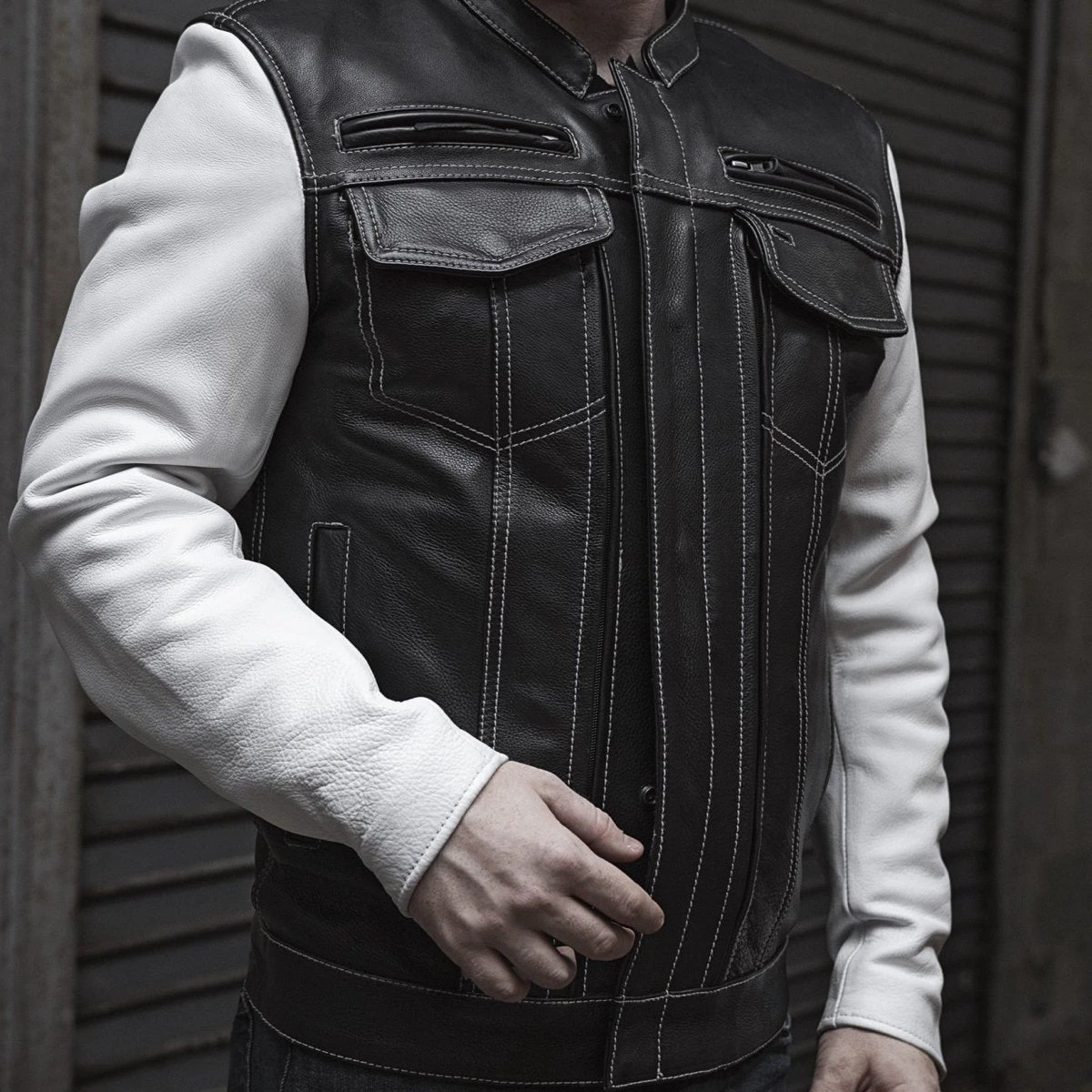 Vincent Men's Cafe Style Leather Jacket - Image 7