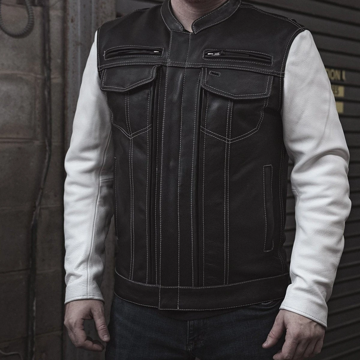 Vincent Men's Cafe Style Leather Jacket - Image 8