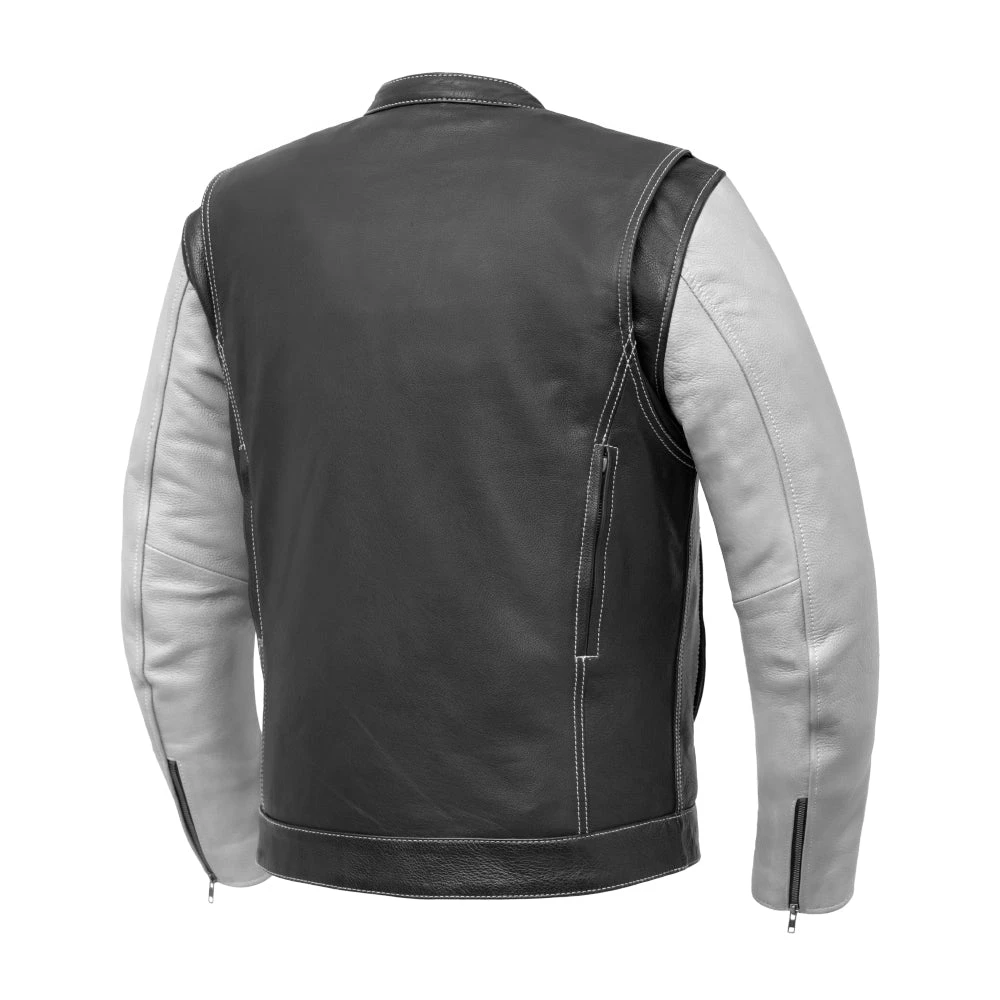 Vincent Men's Cafe Style Leather Jacket - Image 2