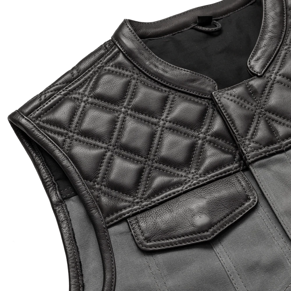 Waxed Hunt Club - Men's Motorcycle Vest (Limited Edition) Grey - Image 4