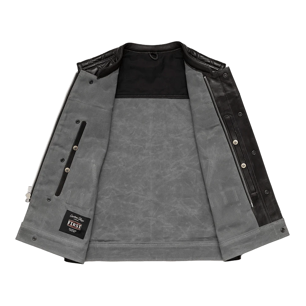 Waxed Hunt Club - Men's Motorcycle Vest (Limited Edition) Grey - Image 3